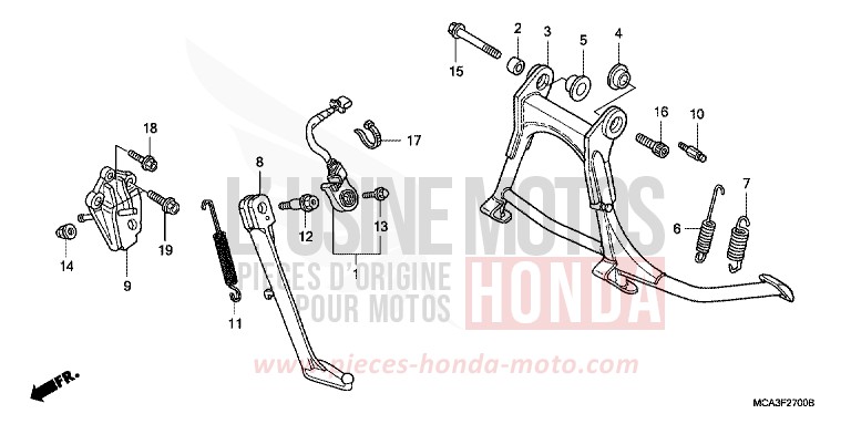 BEQUILLE de Gold Wing BILLET SILVER METALLIC (NHA27B) de 2005